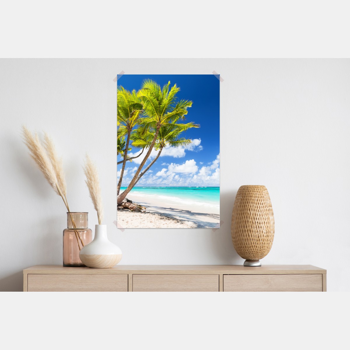 Plakat tropikalna plaża z palmami w Punta Cana – Wallissimo® Plakat tropikalna plaża z palmami w Punta Cana – Wallissimo®