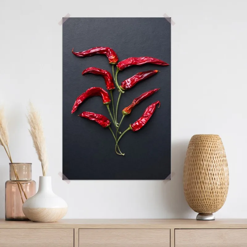 Plakat kulinarna grafika z czerwonych papryczek chili – Wallissimo® Plakat kulinarna grafika z czerwonych papryczek chili – Wallissimo®