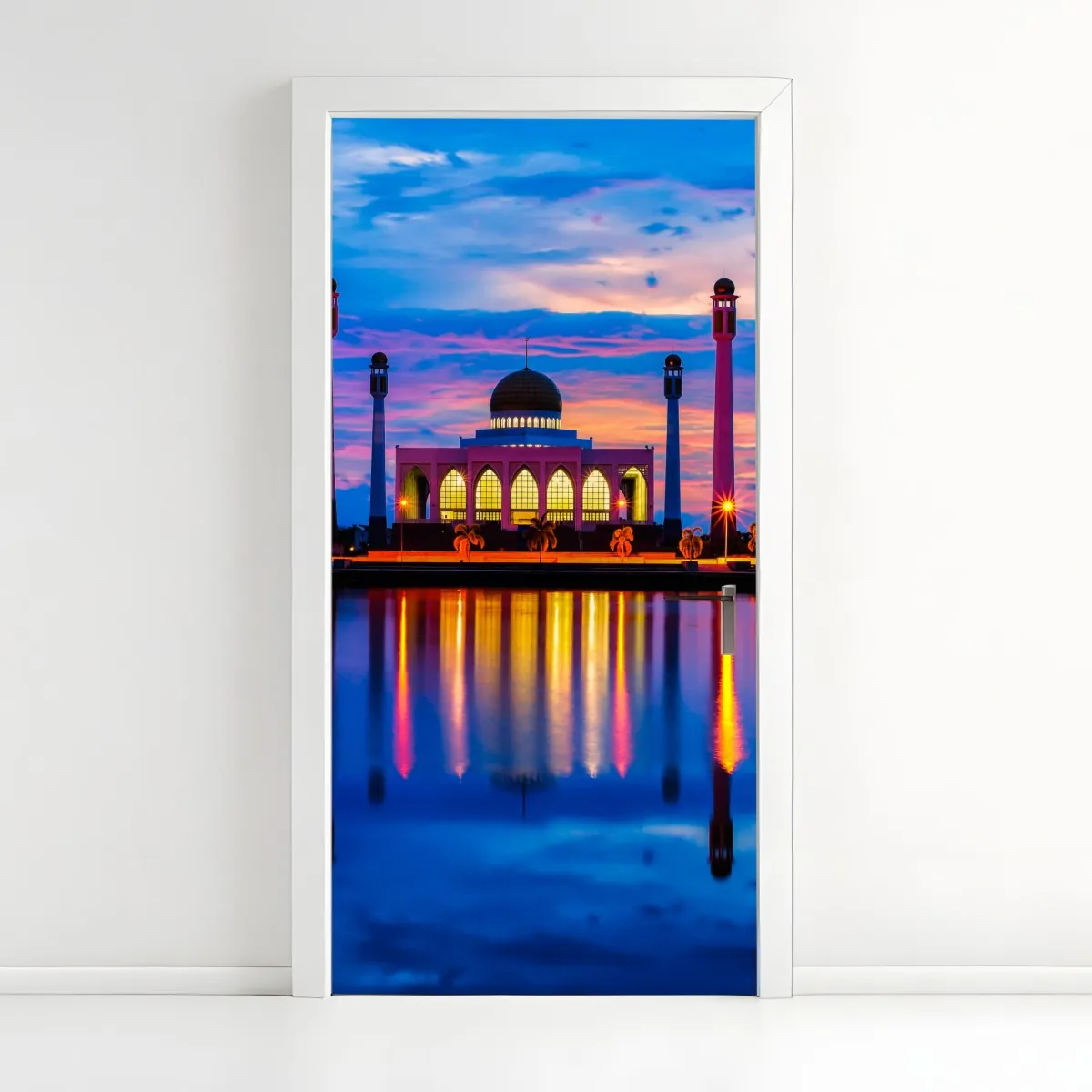 Naklejka na drzwi zachód słońca przy meczecie w Songkhla – Wallissimo® Naklejka na drzwi zachód słońca przy meczecie w Songkhla – Wallissimo®