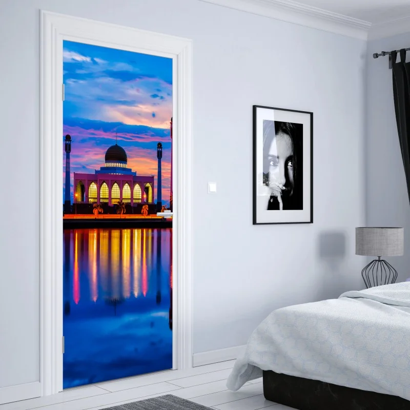 Naklejka na drzwi czarno-biały geometryczny wzór – Wallissimo®