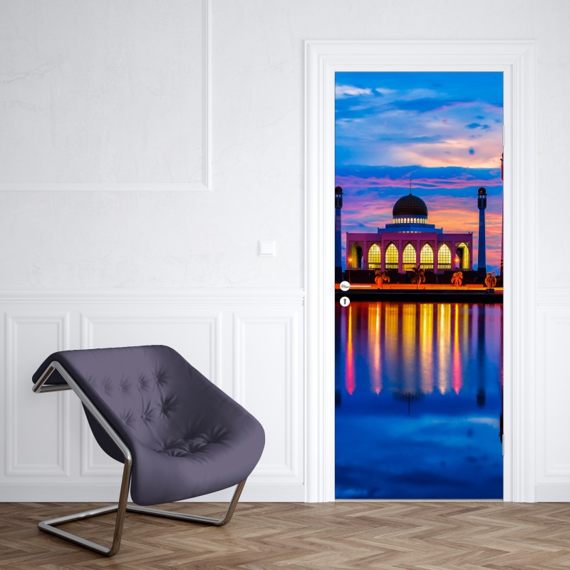 Naklejka na drzwi zachód słońca przy meczecie w Songkhla – Wallissimo® Naklejka na drzwi zachód słońca przy meczecie w Songkhla – Wallissimo®