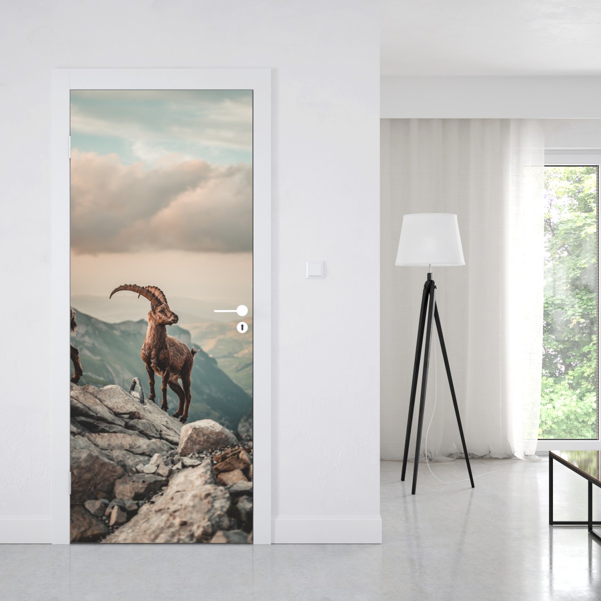 Naklejka na drzwi kozica alpejska na skalistym grzbiecie – Wallissimo® Naklejka na drzwi kozica alpejska na skalistym grzbiecie – Wallissimo®