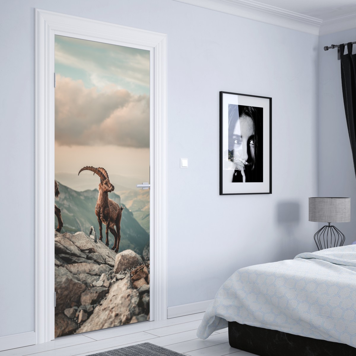 Naklejka na drzwi kozica alpejska na skalistym grzbiecie – Wallissimo® Naklejka na drzwi kozica alpejska na skalistym grzbiecie – Wallissimo®