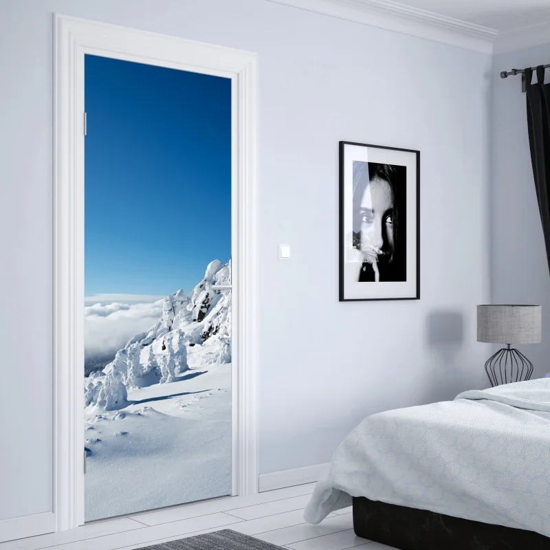 Naklejka na drzwi monochromatyczna tekstura marmuru – Wallissimo®