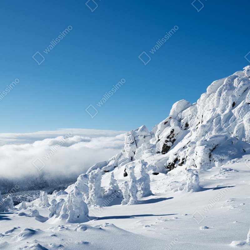 Naklejka na drzwi spokojny zimowy krajobraz górski – Wallissimo® Naklejka na drzwi spokojny zimowy krajobraz górski – Wallissimo®