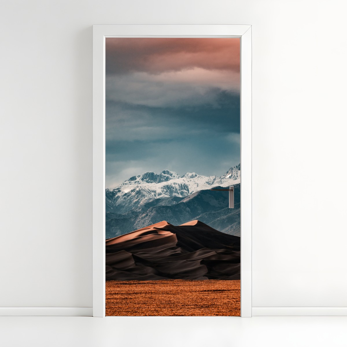 Door sticker desert dunes beneath snowy peaks – Wallissimo®