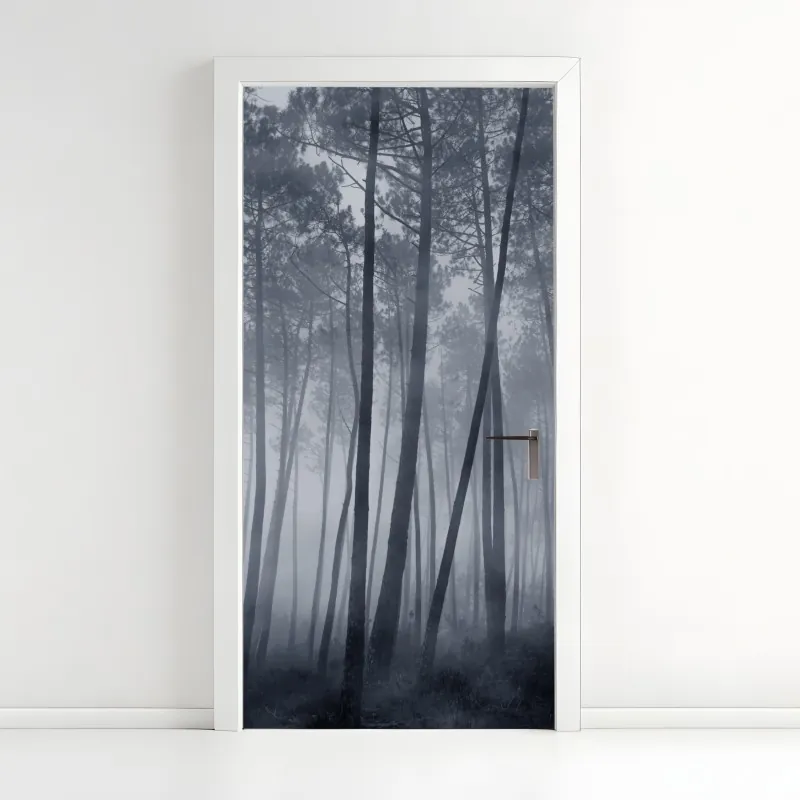 Naklejka na drzwi majestatyczna ścieżka w lesie sekwoi – Wallissimo®