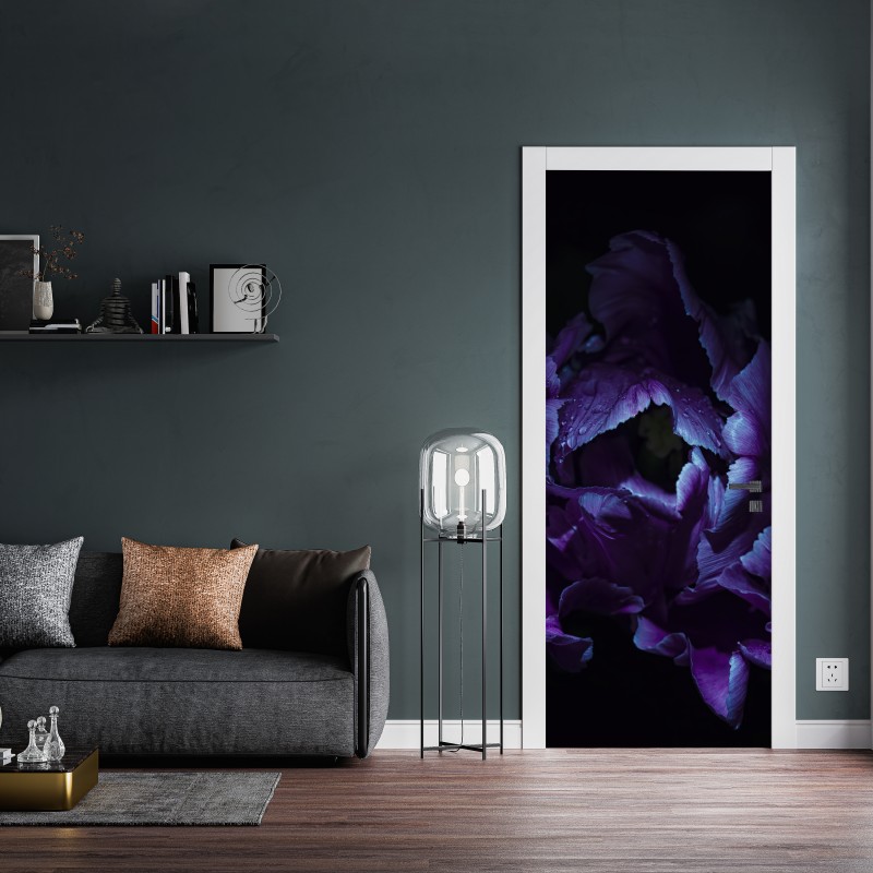 Naklejka na drzwi złoty wzór liści na białym tle – Wallissimo®