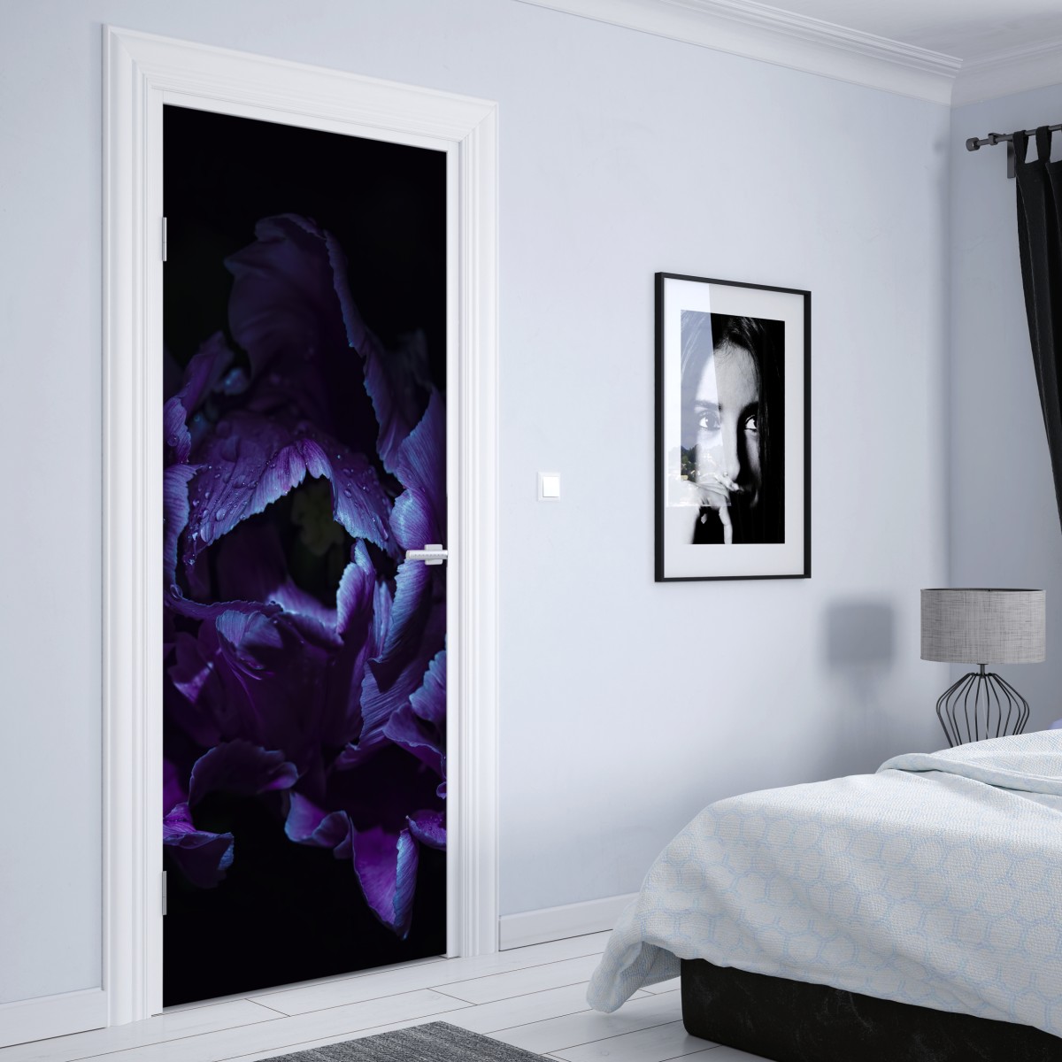 Naklejka na drzwi fioletowy tulipan w ultrafiolecie – Wallissimo® Naklejka na drzwi fioletowy tulipan w ultrafiolecie – Wallissimo®