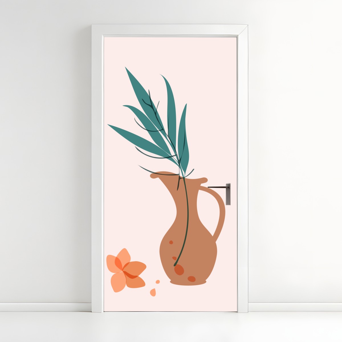 Door sticker pastel botanical vase with leaves – Wallissimo®