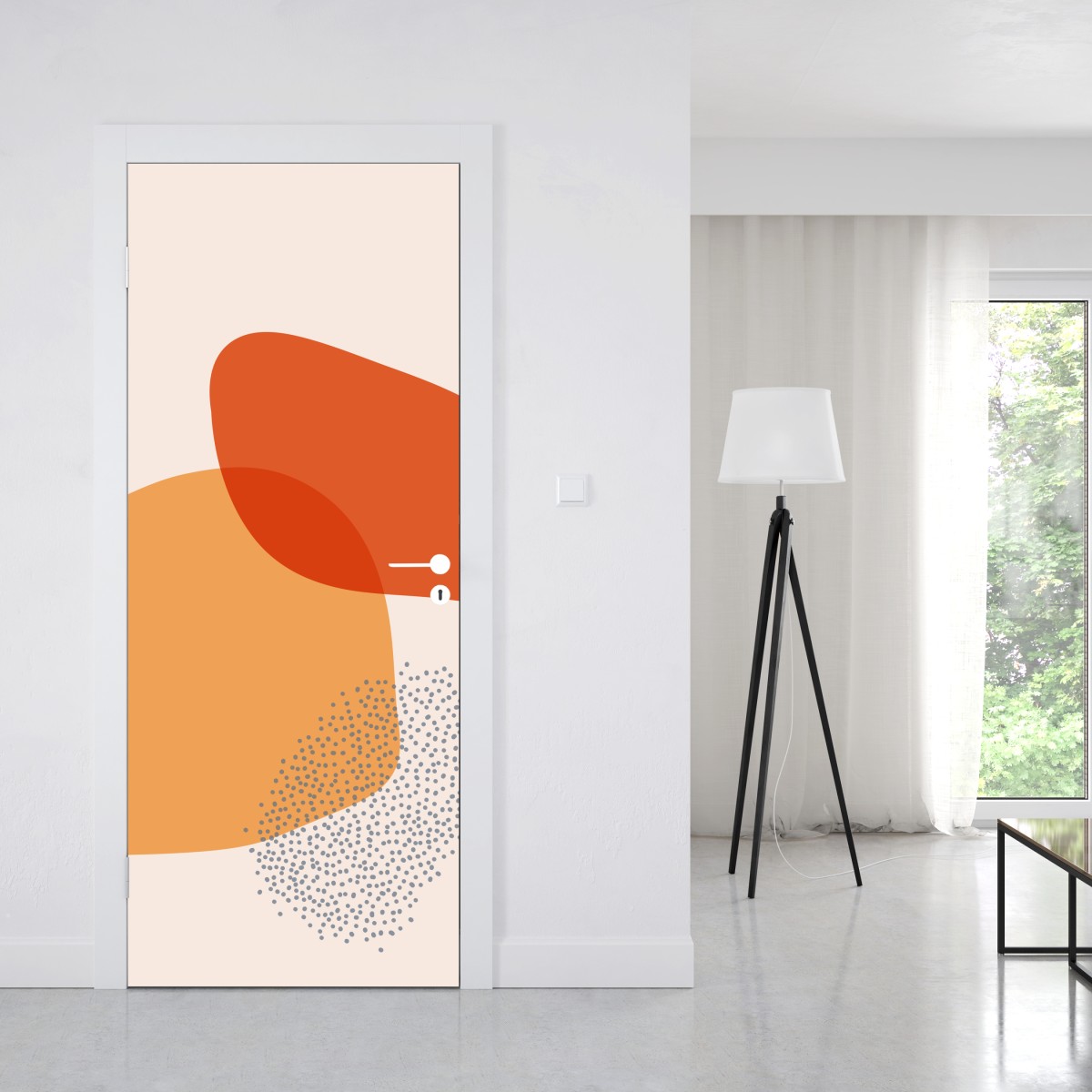 Naklejka na drzwi ciepłe abstrakcyjne formy – Wallissimo® Naklejka na drzwi ciepłe abstrakcyjne formy – Wallissimo®