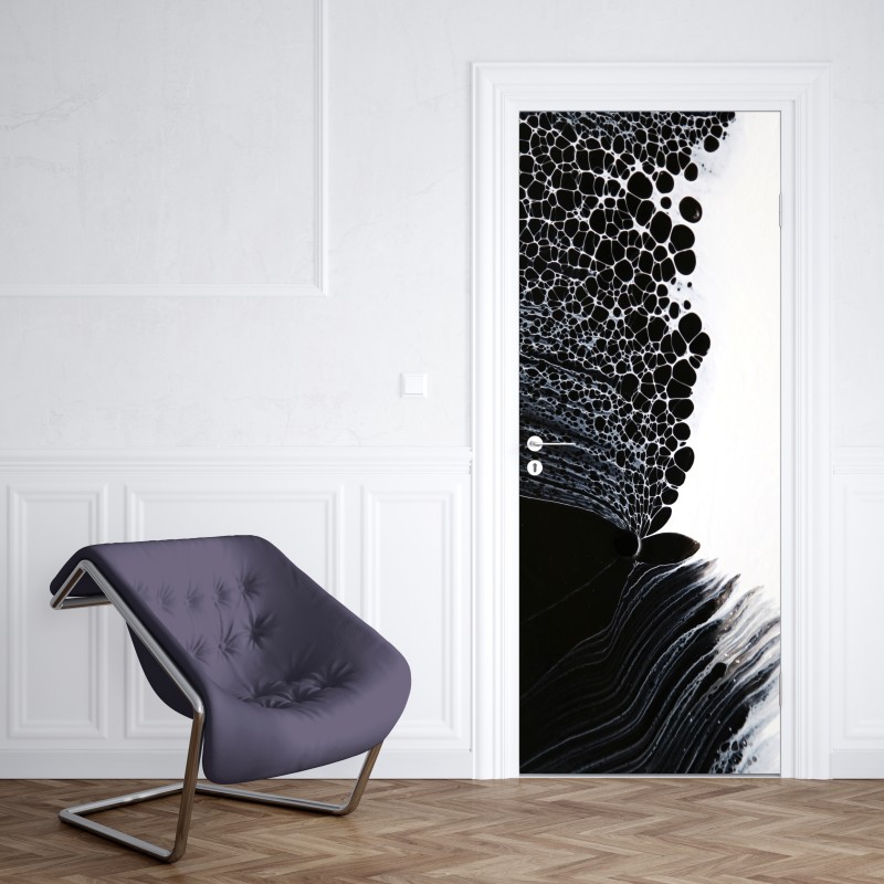 Naklejka na drzwi monochromatyczny przepływ komórek – Wallissimo® Naklejka na drzwi monochromatyczny przepływ komórek – Wallissimo®