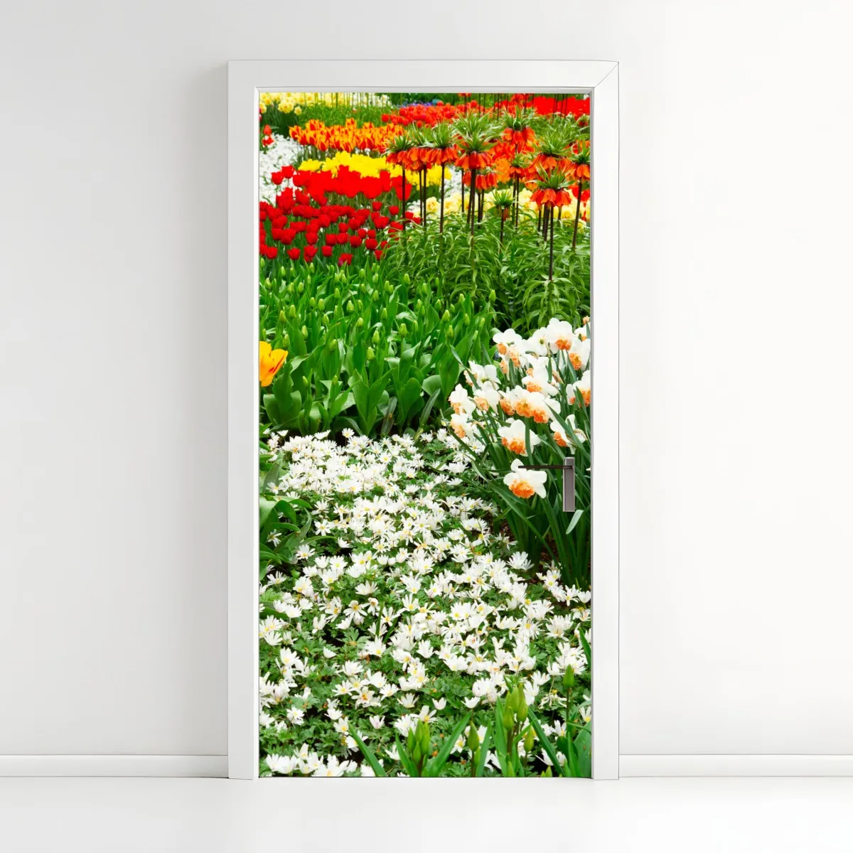 Naklejka na drzwi żywy wiosenny ogród kwiatowy – Wallissimo® Naklejka na drzwi żywy wiosenny ogród kwiatowy – Wallissimo®