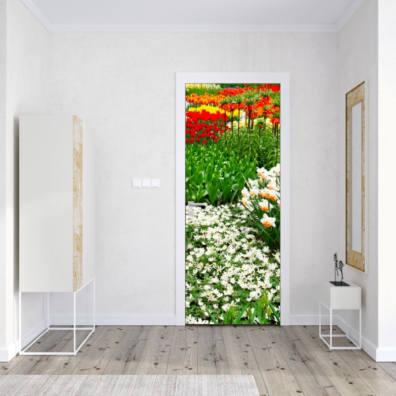 Naklejka na drzwi wodospady spływające po klifach fiordu – Wallissimo®