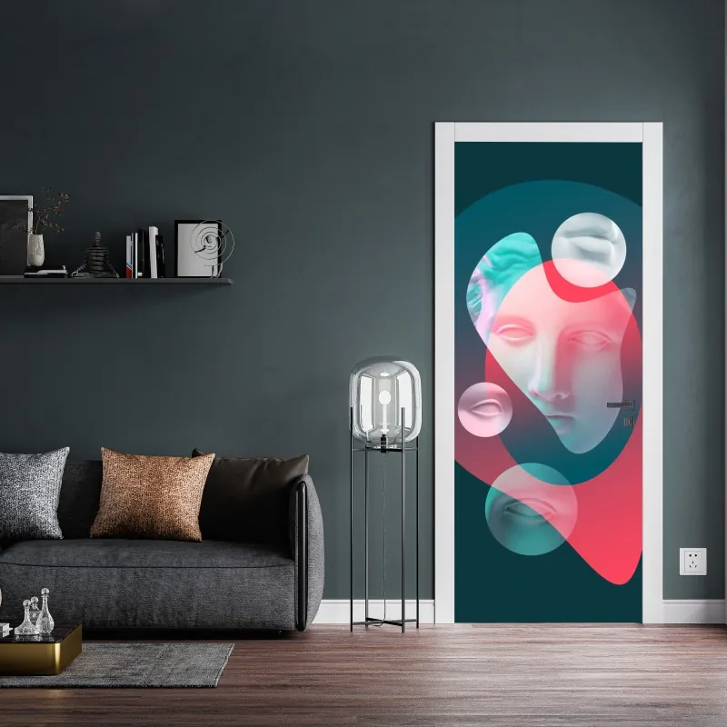 Naklejka na drzwi monochromatyczne zbliżenie dalii – Wallissimo®