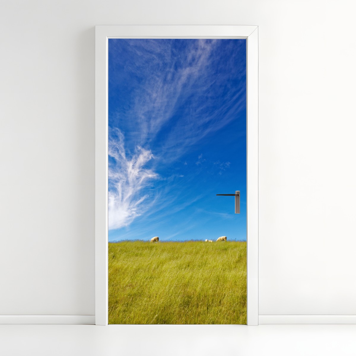 Door sticker serene meadow under blue sky – Wallissimo®