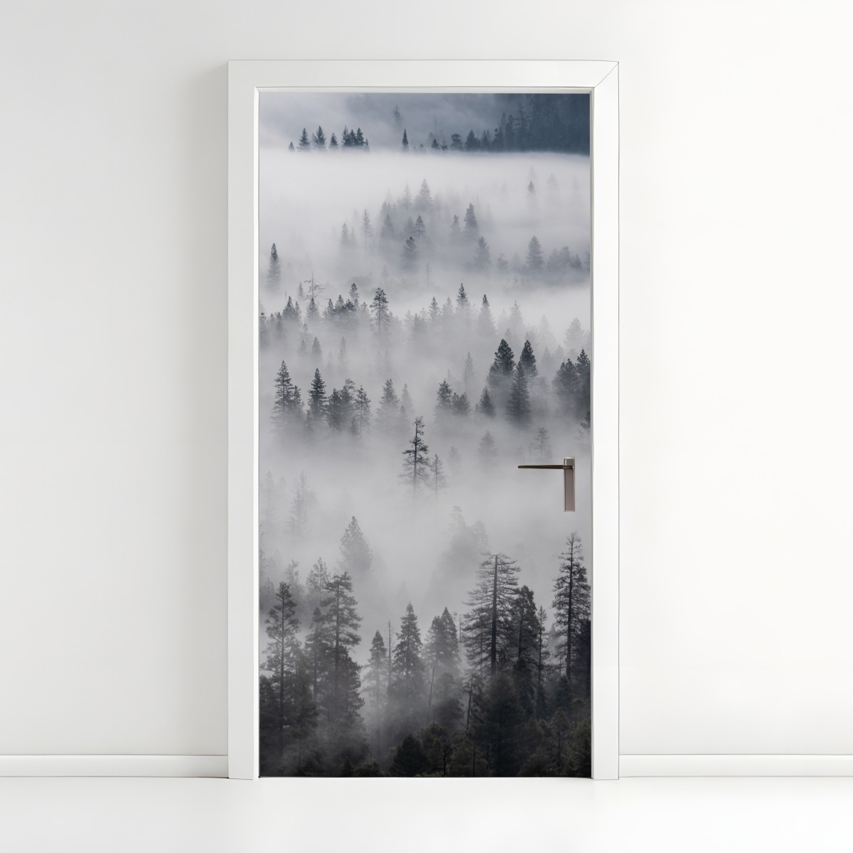 Door sticker mist-shrouded pine forest – Wallissimo®