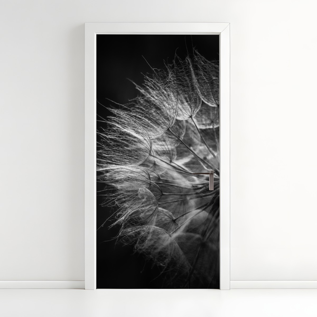 Door sticker delicate dandelion seed head in monochrome – Wallissimo®
