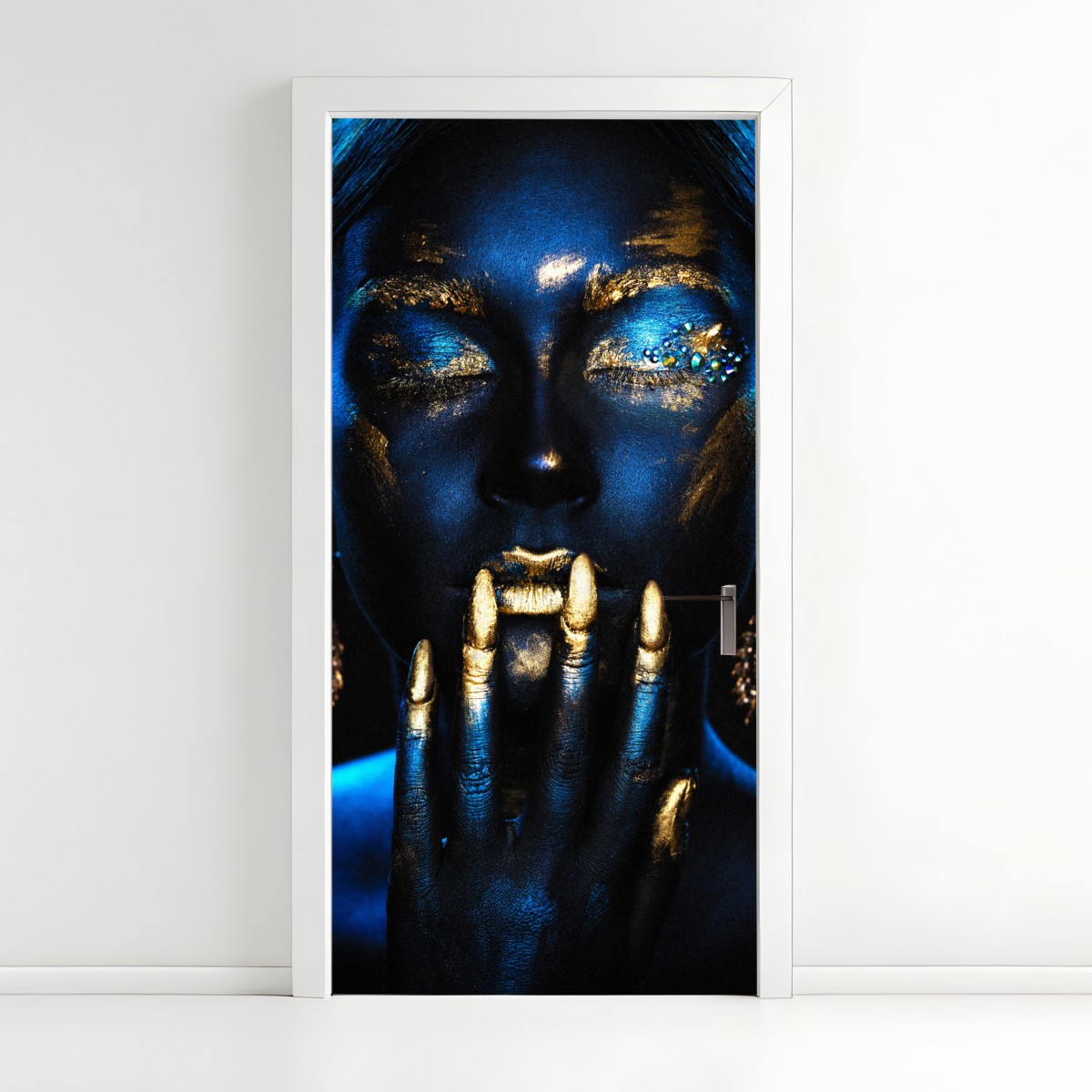 Door sticker midnight goddess with gold and sapphire body paint – Wallissimo®