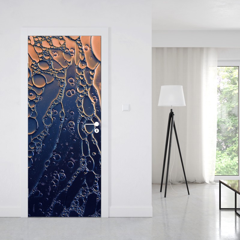 Naklejka na drzwi niebiesko-złote abstrakcyjne bąbelki – Wallissimo® Naklejka na drzwi niebiesko-złote abstrakcyjne bąbelki – Wallissimo®