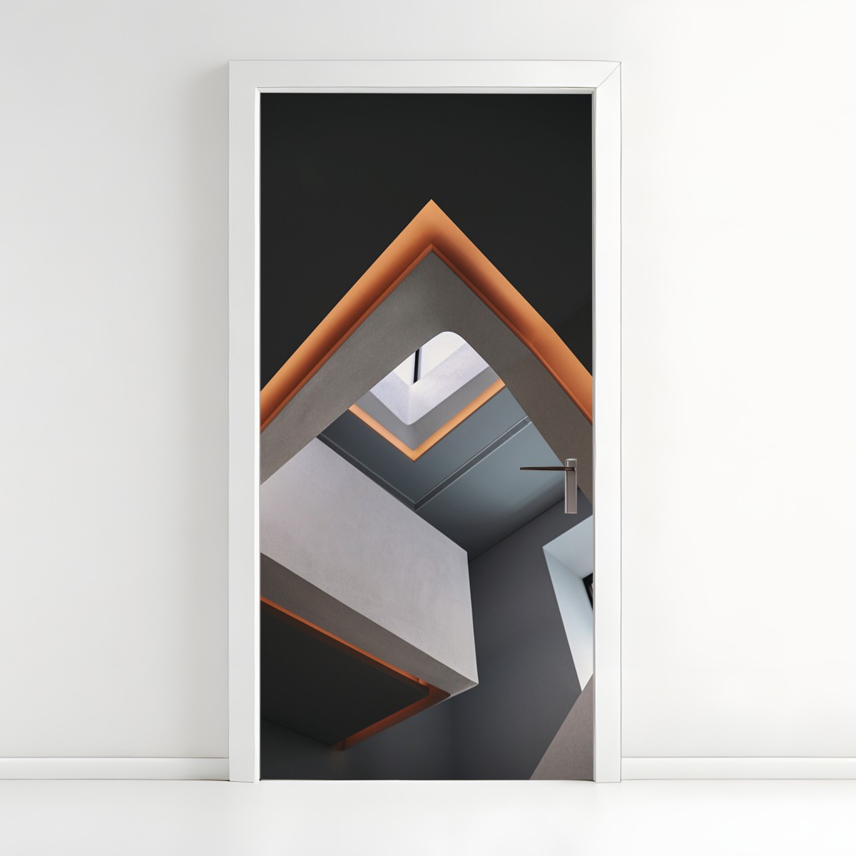 Door sticker minimal geometric architectural interior with skylight – Wallissimo®