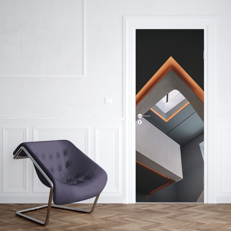 Naklejka na drzwi minimalistyczne geometryczne wnętrze z świetlikiem – Wallissimo® Naklejka na drzwi minimalistyczne geometryczne wnętrze z świetlikiem – Wallissimo®