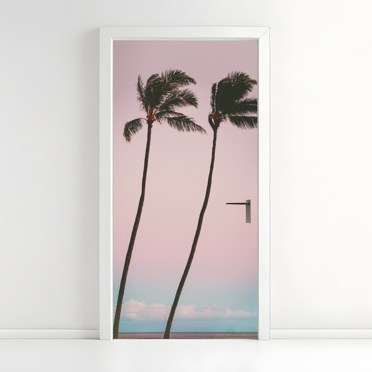 Door sticker pastel palms at dusk – Wallissimo®