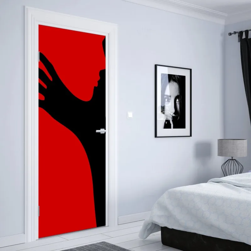 Naklejka na drzwi złote tropikalne liście – Wallissimo®