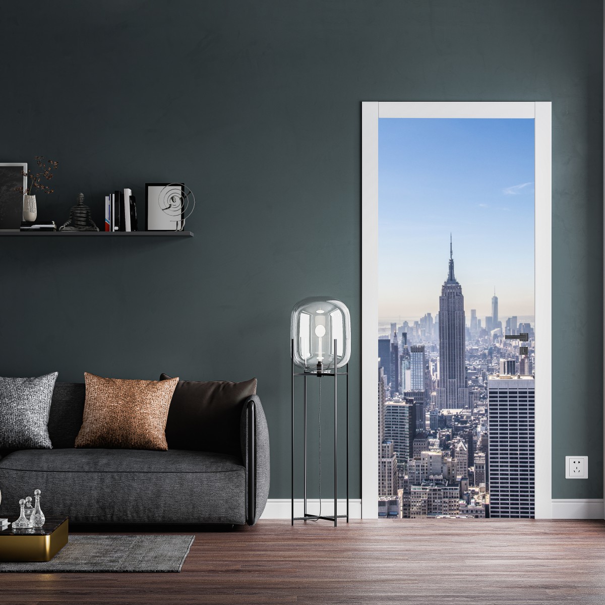 Naklejka na drzwi panorama Nowego Jorku z Empire State Building – Wallissimo® Naklejka na drzwi panorama Nowego Jorku z Empire State Building – Wallissimo®