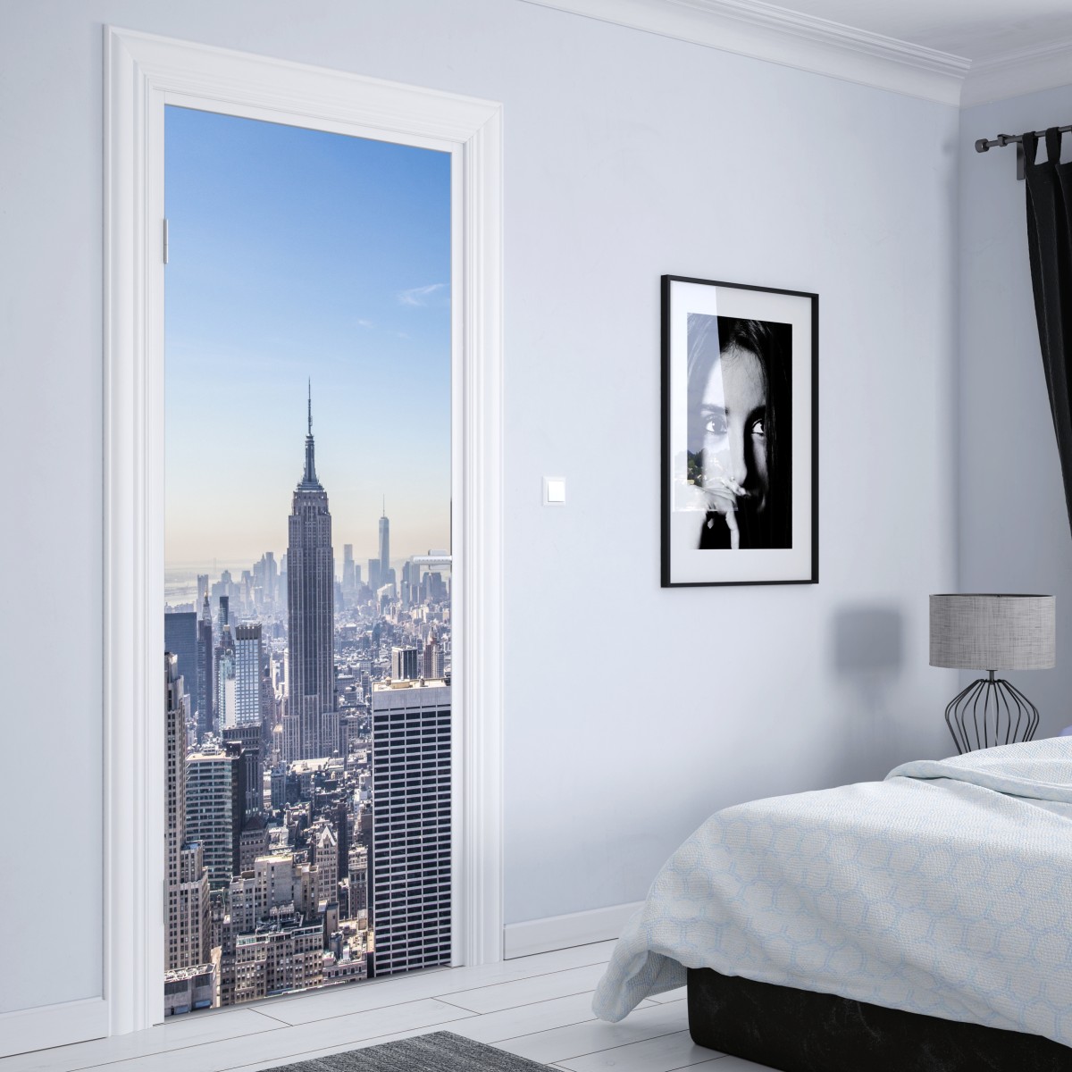 Naklejka na drzwi panorama Nowego Jorku z Empire State Building – Wallissimo® Naklejka na drzwi panorama Nowego Jorku z Empire State Building – Wallissimo®