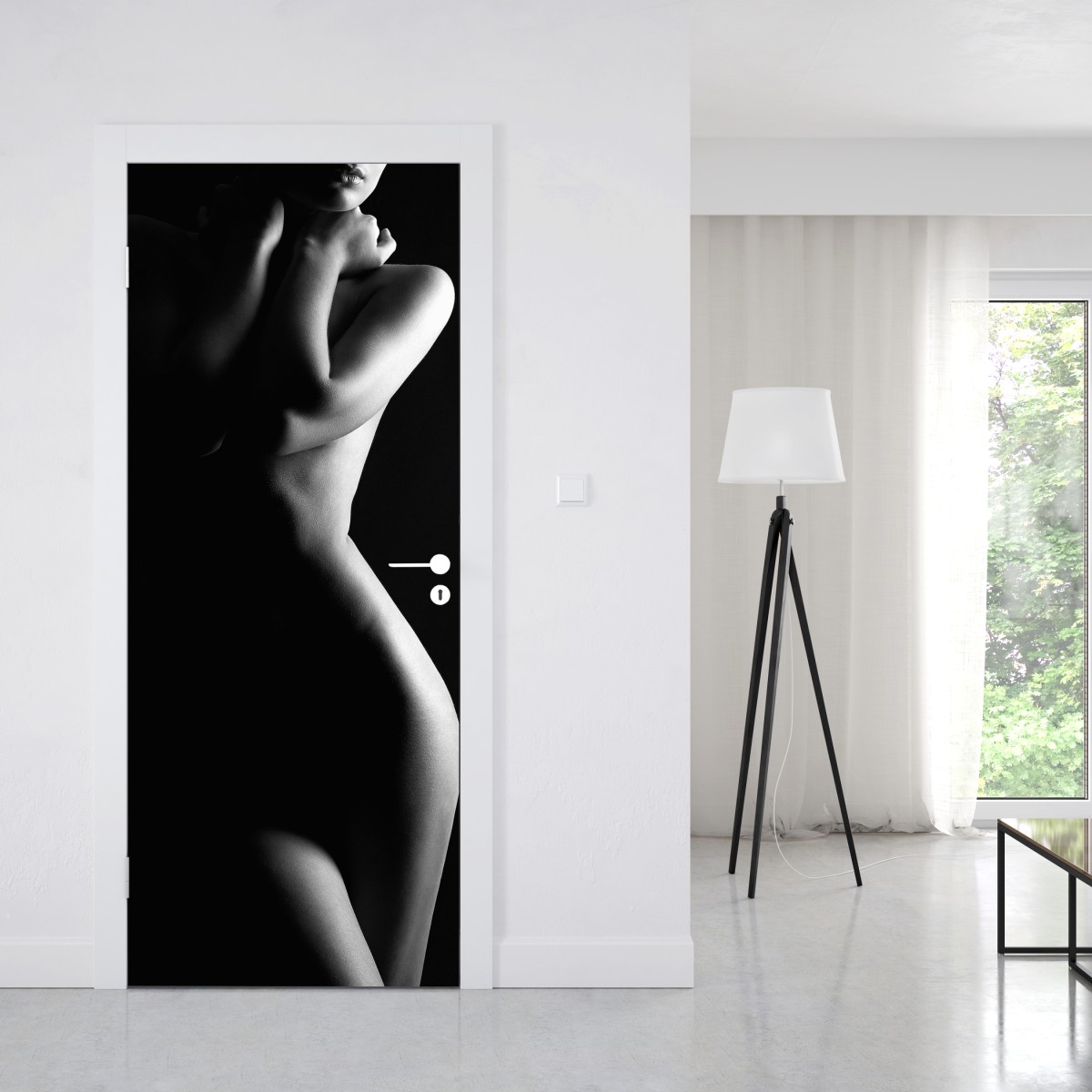 Naklejka na drzwi zmysłowa sylwetka kobiecej formy – Wallissimo® Naklejka na drzwi zmysłowa sylwetka kobiecej formy – Wallissimo®