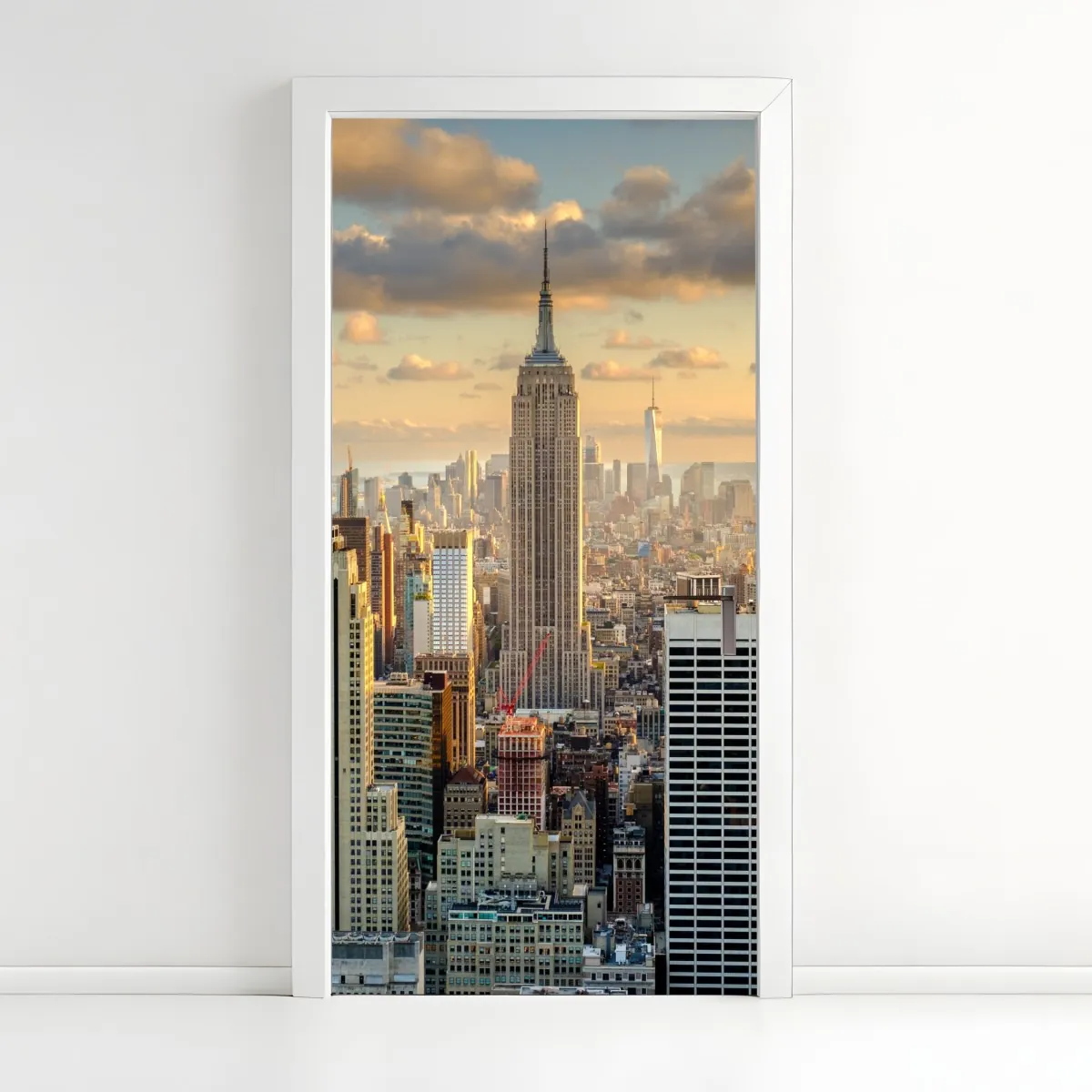 Naklejka na drzwi panorama Nowego Jorku o zachodzie słońca – Wallissimo® Naklejka na drzwi panorama Nowego Jorku o zachodzie słońca – Wallissimo®