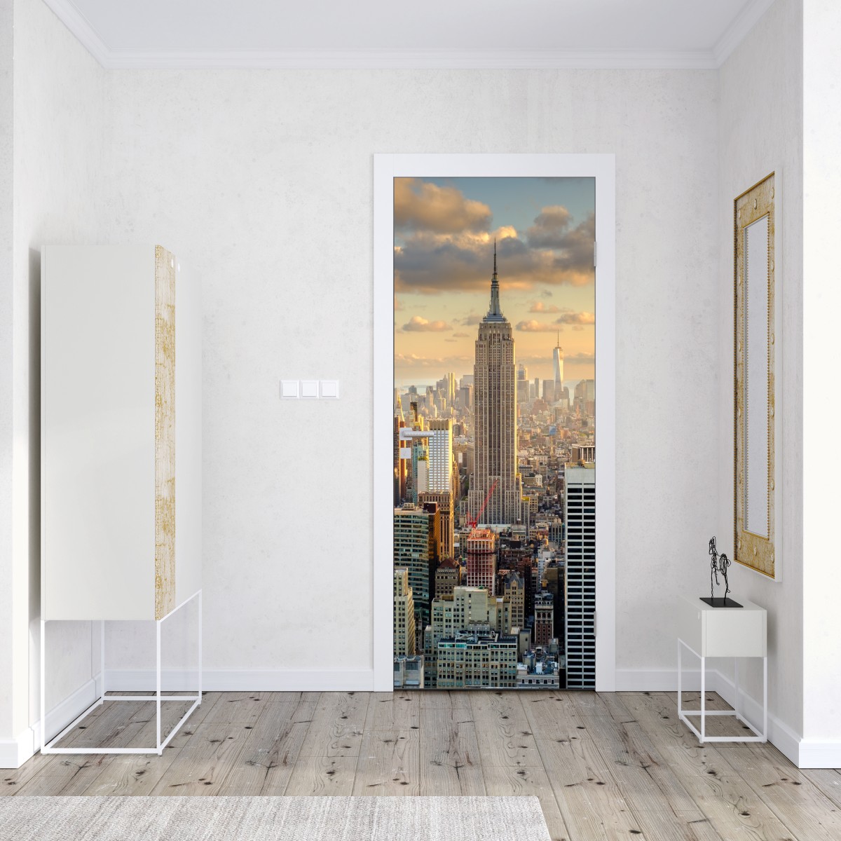 Naklejka na drzwi panorama Nowego Jorku o zachodzie słońca – Wallissimo® Naklejka na drzwi panorama Nowego Jorku o zachodzie słońca – Wallissimo®