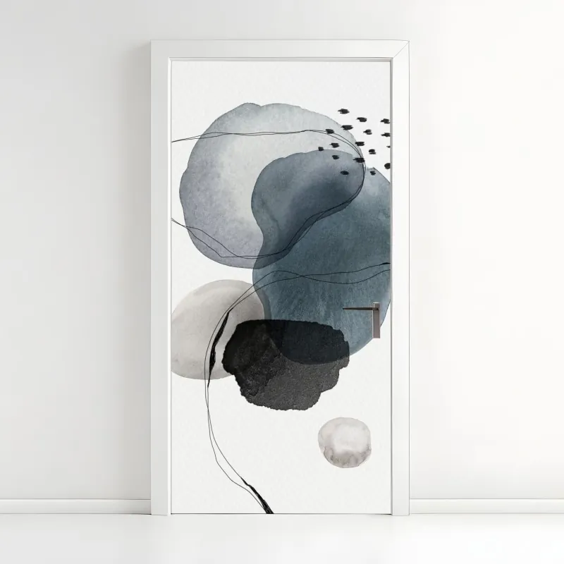 Naklejka na drzwi czarno-biały geometryczny wzór – Wallissimo®