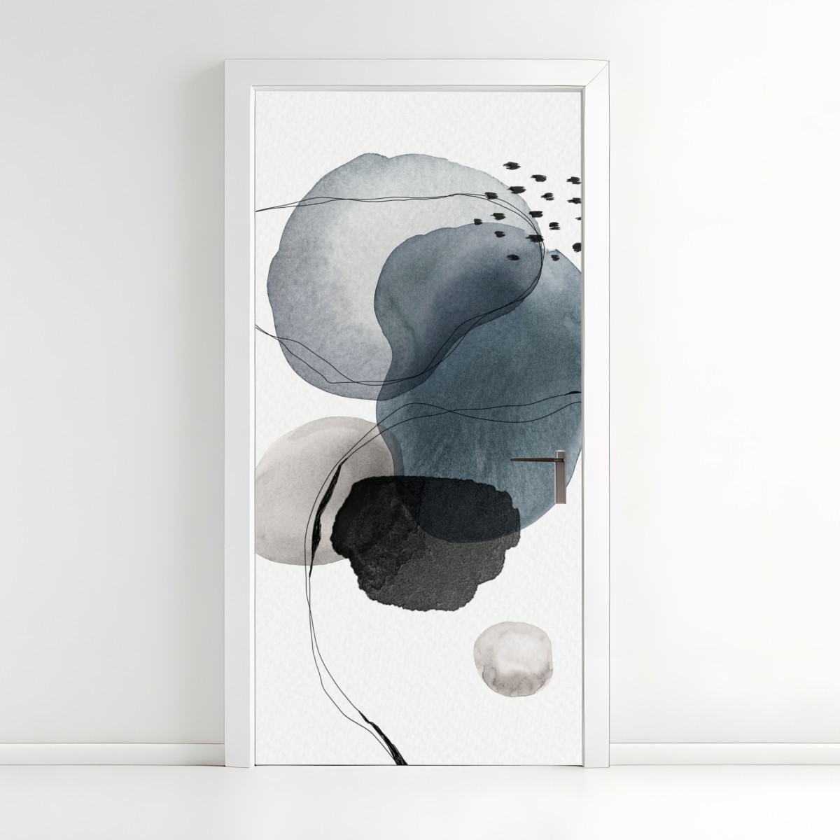 Door sticker serene blue watercolor orbs – Wallissimo®