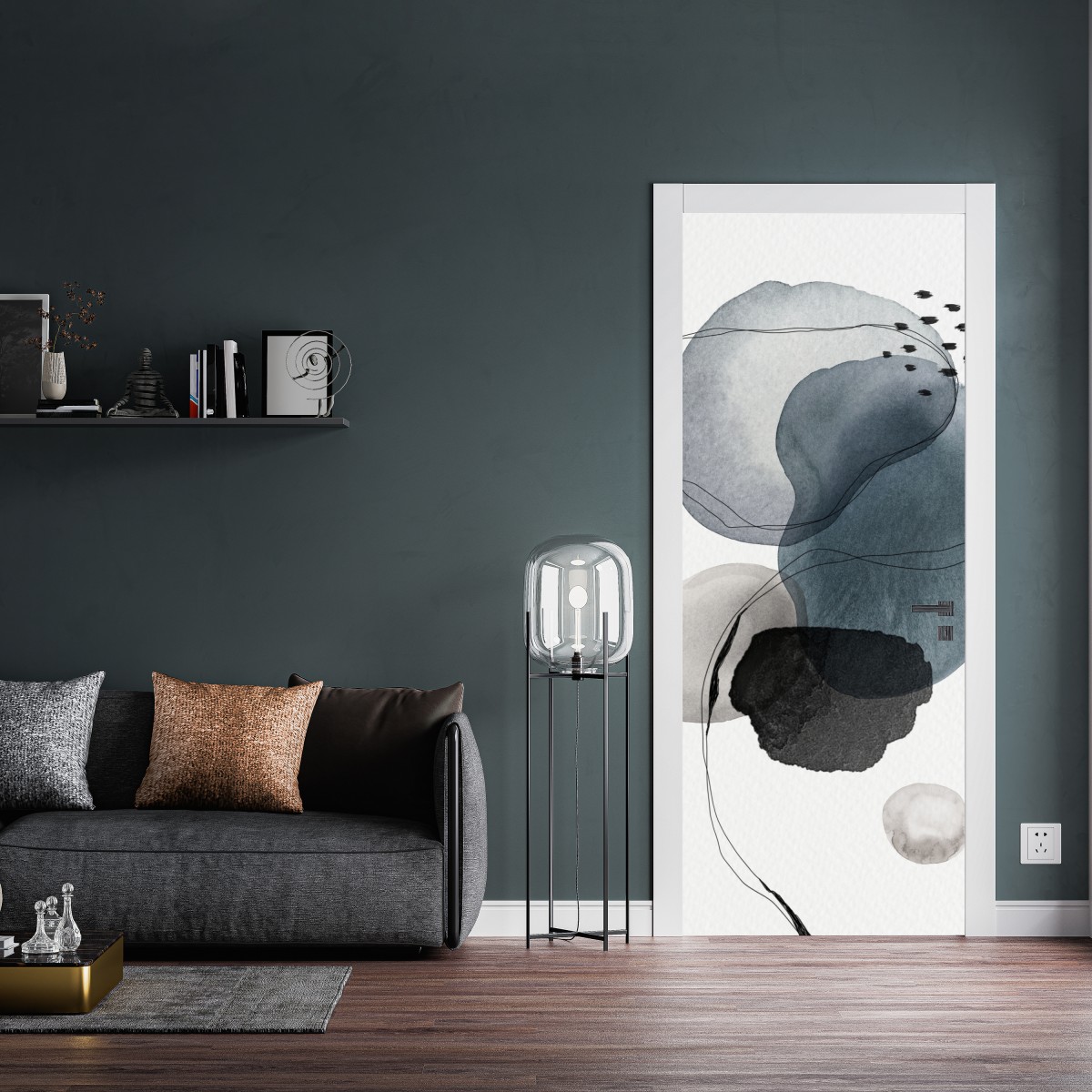 Naklejka na drzwi spokojne niebieskie akwarelowe kule – Wallissimo® Naklejka na drzwi spokojne niebieskie akwarelowe kule – Wallissimo®