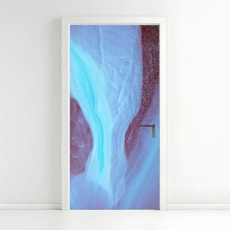 Naklejka na drzwi eteryczna turkusowo-różowa marmurowa abstrakcja
