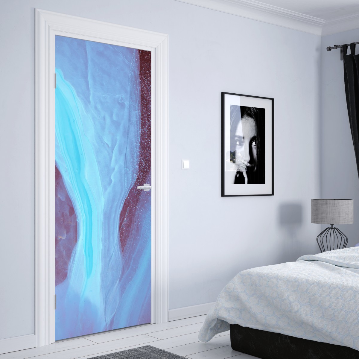 Naklejka na drzwi eteryczna turkusowo-różowa marmurowa abstrakcja – Wallissimo® Naklejka na drzwi eteryczna turkusowo-różowa marmurowa abstrakcja – Wallissimo®