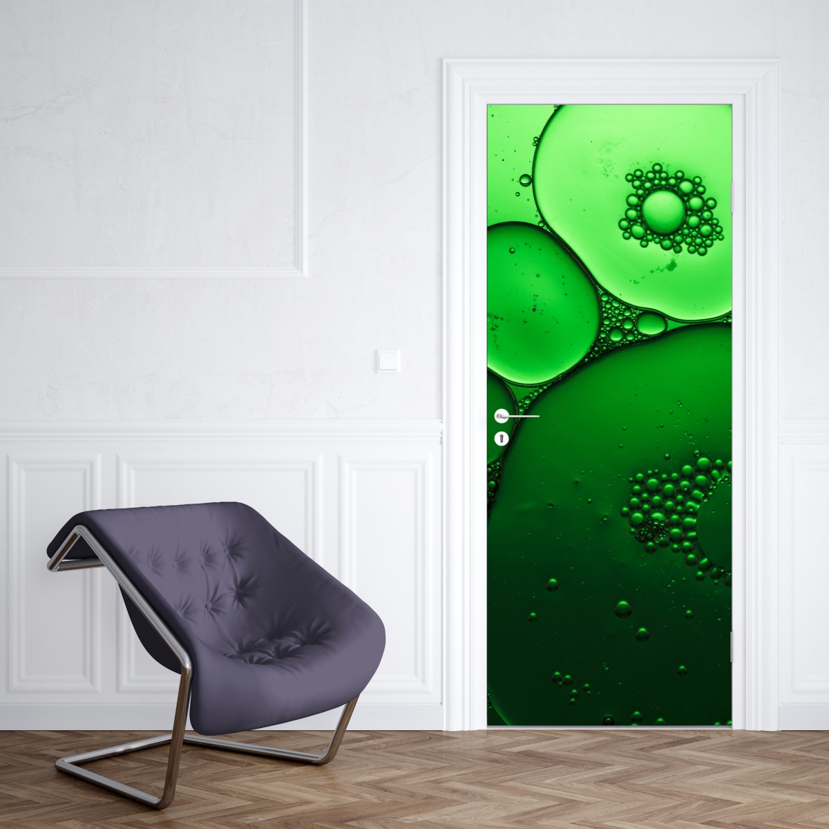 Naklejka na drzwi zielone bańki abstrakcyjna kompozycja – Wallissimo® Naklejka na drzwi zielone bańki abstrakcyjna kompozycja – Wallissimo®