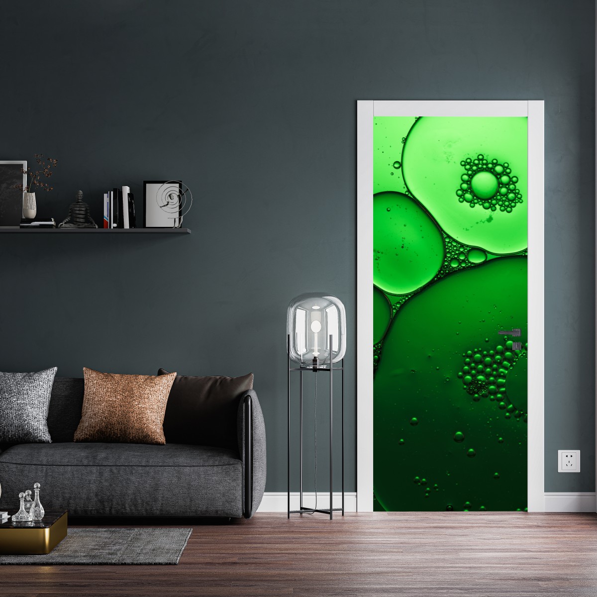 Naklejka na drzwi zielone bańki abstrakcyjna kompozycja – Wallissimo® Naklejka na drzwi zielone bańki abstrakcyjna kompozycja – Wallissimo®