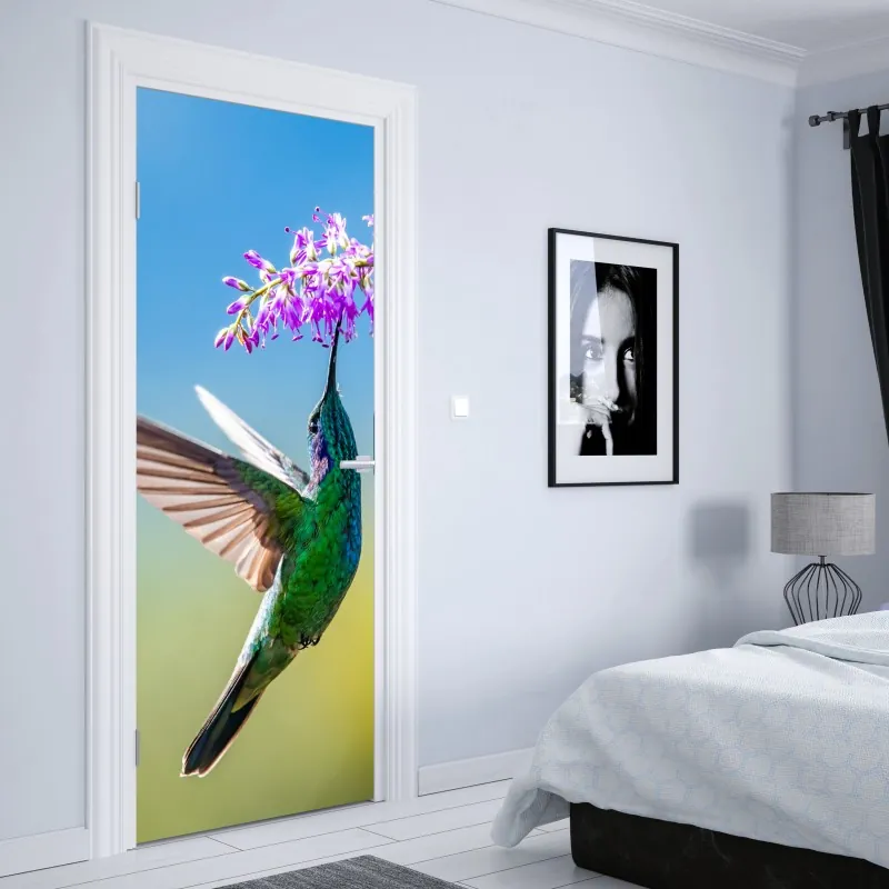 Naklejka na drzwi nowoczesna panorama miasta o zmierzchu – Wallissimo®