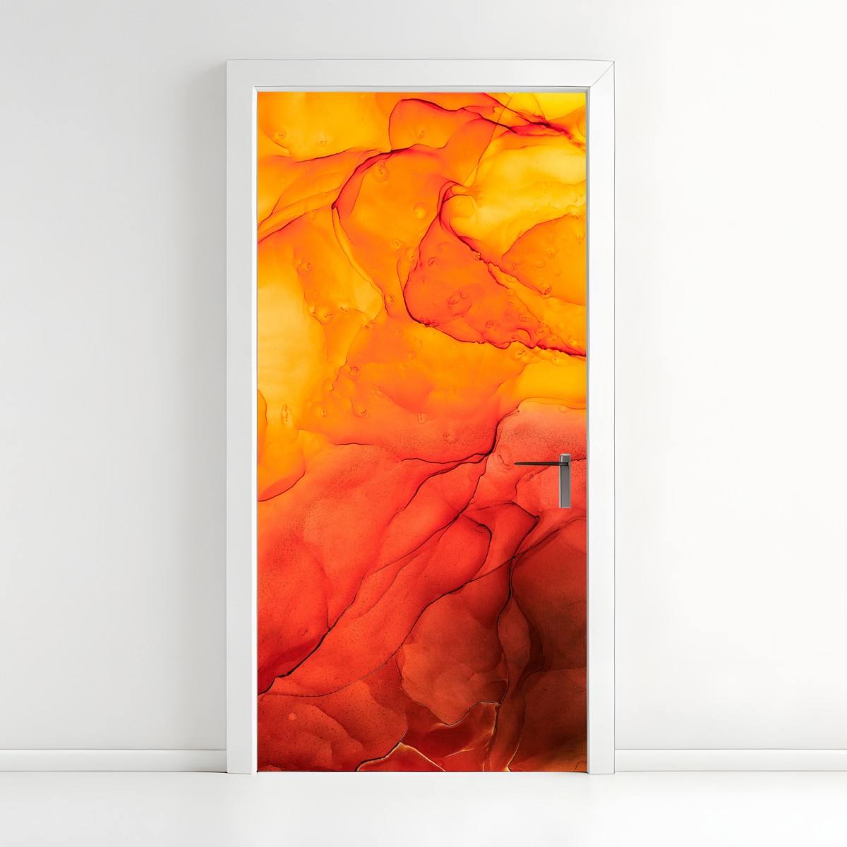 Door sticker vibrant orange alcohol ink abstract – Wallissimo®