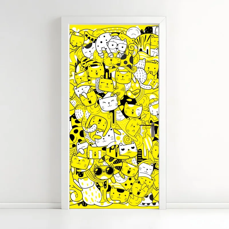 Naklejka na drzwi biały rozprysk na czarnym tle – Wallissimo®