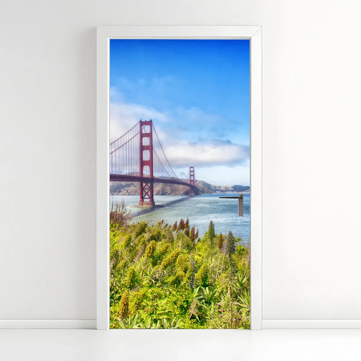 Naklejka na drzwi Golden Gate nad zatoką San Francisco – Wallissimo® Naklejka na drzwi Golden Gate nad zatoką San Francisco – Wallissimo®