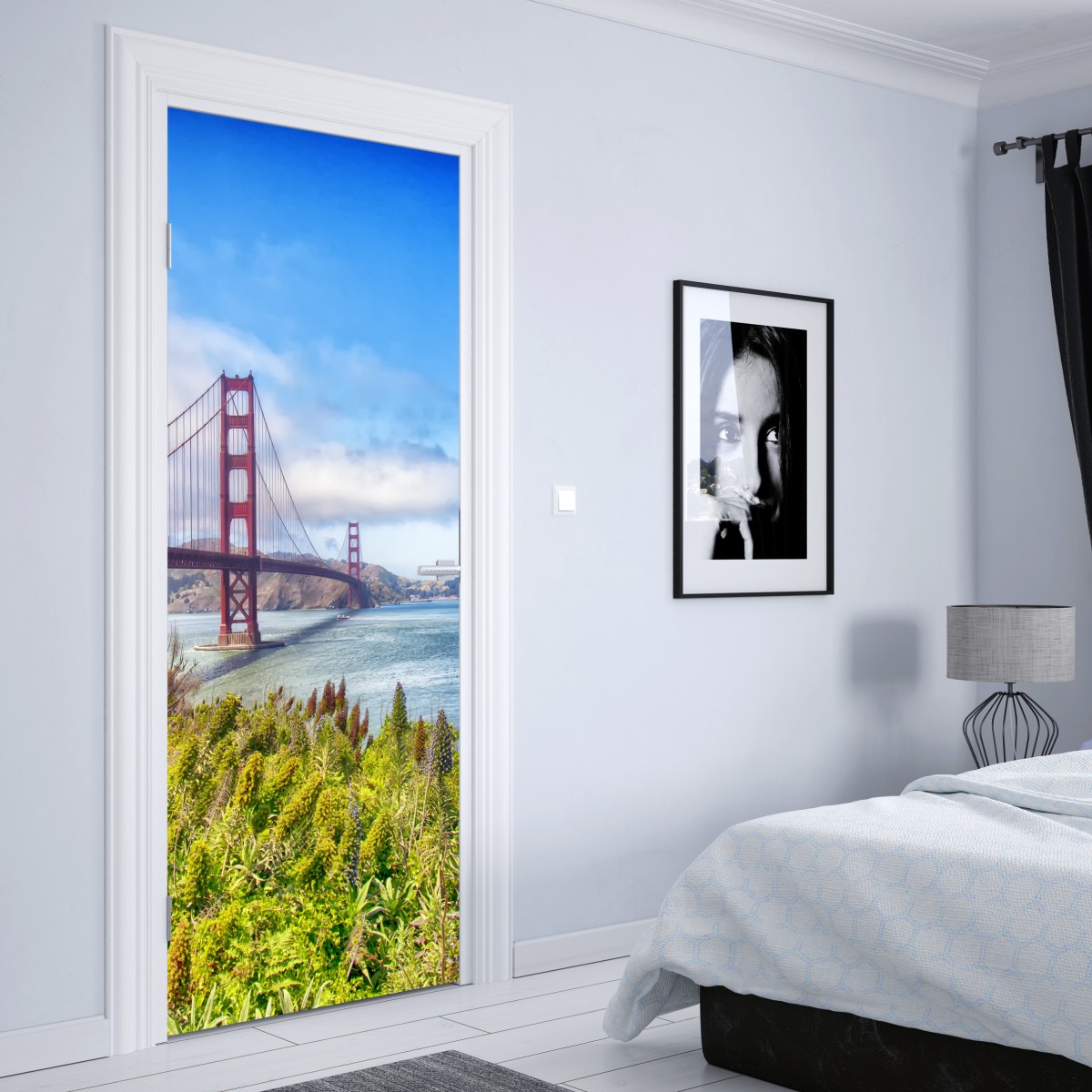 Naklejka na drzwi Golden Gate nad zatoką San Francisco – Wallissimo® Naklejka na drzwi Golden Gate nad zatoką San Francisco – Wallissimo®