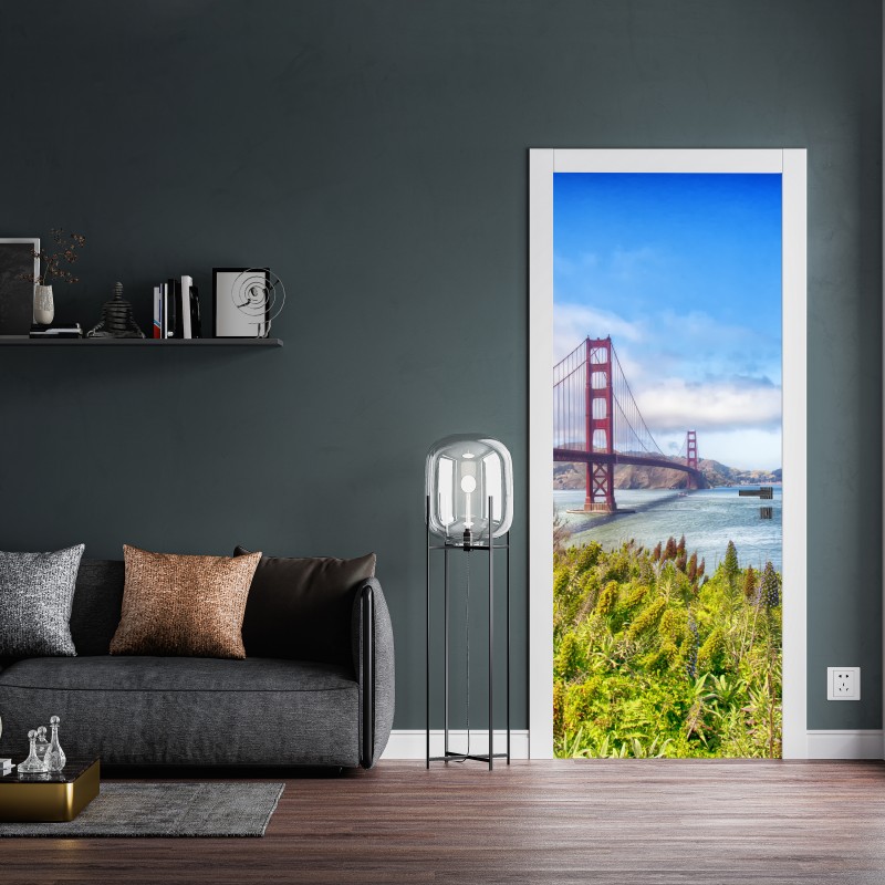 Naklejka na drzwi Golden Gate nad zatoką San Francisco – Wallissimo® Naklejka na drzwi Golden Gate nad zatoką San Francisco – Wallissimo®