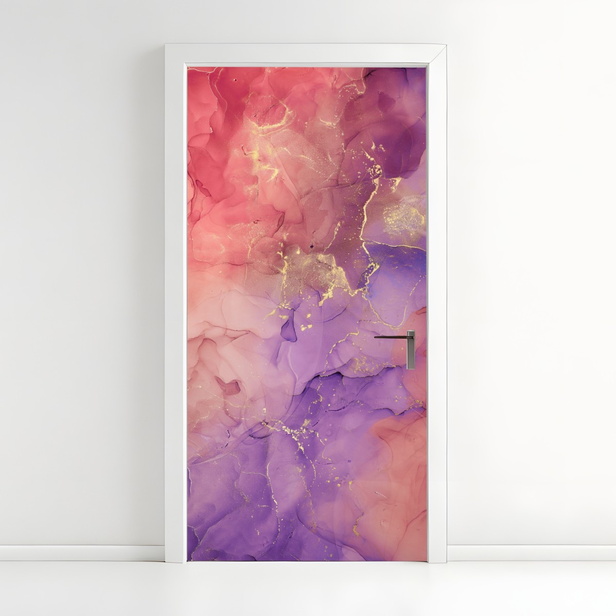 Door sticker ethereal pink and purple marble art – Wallissimo®