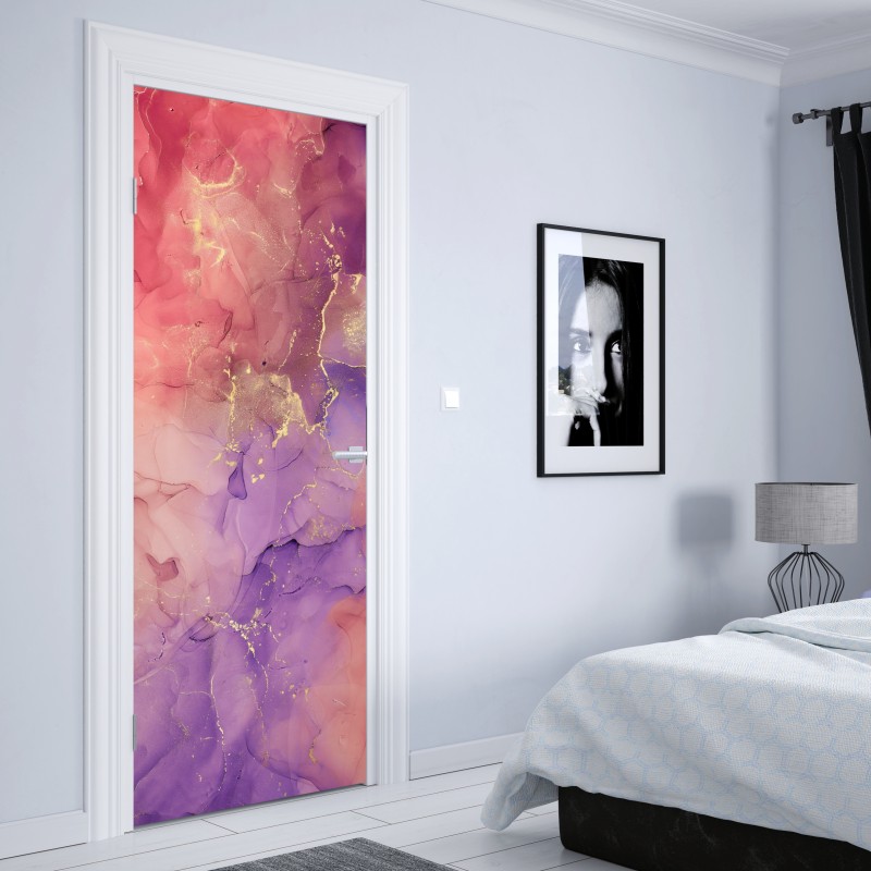Naklejka na drzwi eteryczna różowo-fioletowa marmurowa grafika – Wallissimo® Naklejka na drzwi eteryczna różowo-fioletowa marmurowa grafika – Wallissimo®