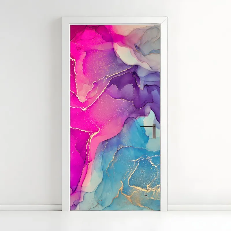 Naklejka na drzwi złote geometryczne fasety – Wallissimo®