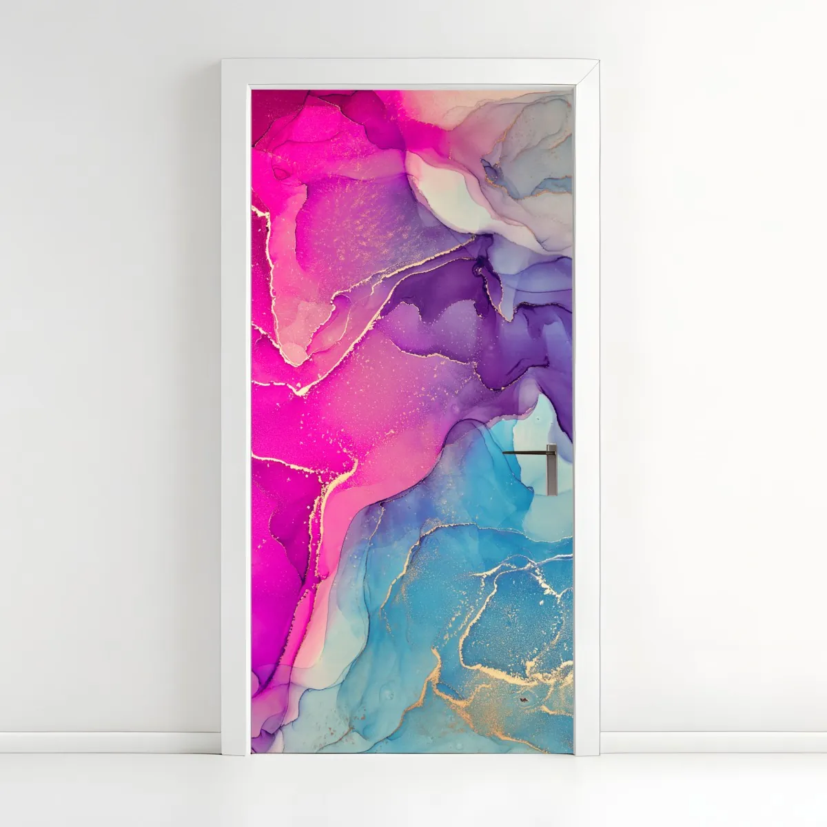 Naklejka na drzwi wibrująca marmurowa kompozycja alkoholowego tuszu – Wallissimo® Naklejka na drzwi wibrująca marmurowa kompozycja alkoholowego tuszu – Wallissimo®